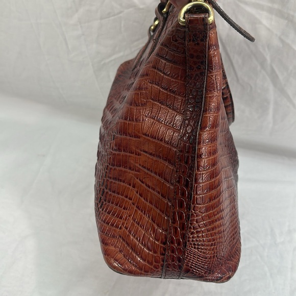 SOLD!! Lg Duxbury Dome Croc Embossed Leather Satchel Shoulder Bag W/Strap/Cover - Picture 15 of 16